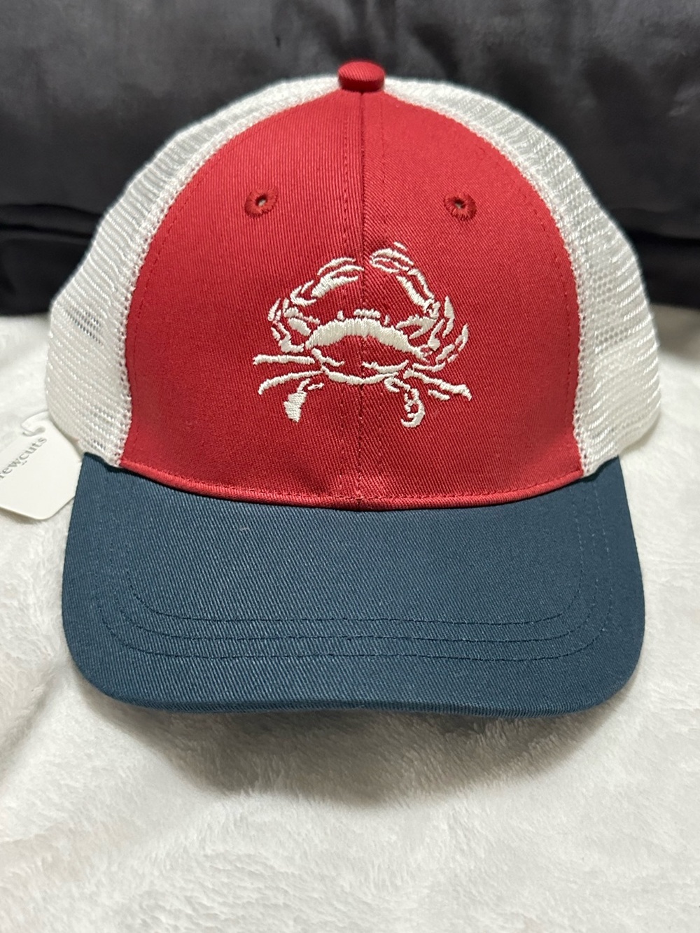Crewcuts Kids Red Blue Crab Trucker Hat Mesh Cap Size XS/S